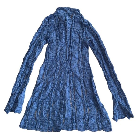 Free People Shayla Lace Mini Dress Denim Blue *Small seam Rip Size Medium - Picture 4 of 12